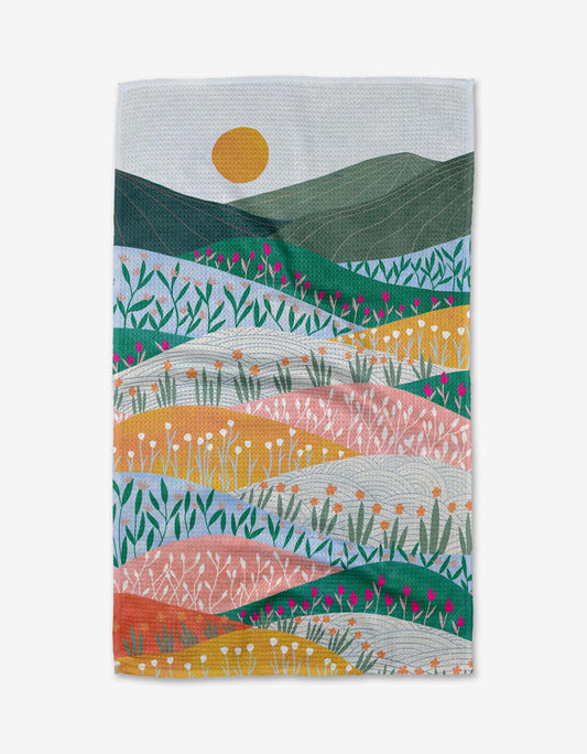 Geometry Sunrise Mountains Tea Towel