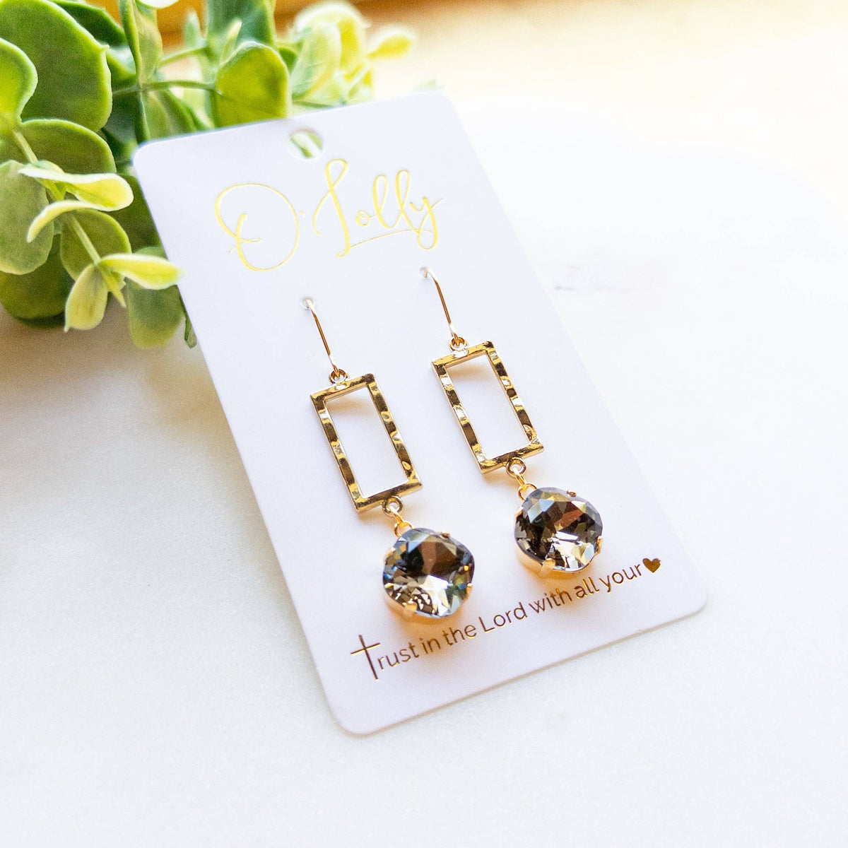 Gold Geometric Crystal Drop Earrings “Havana”