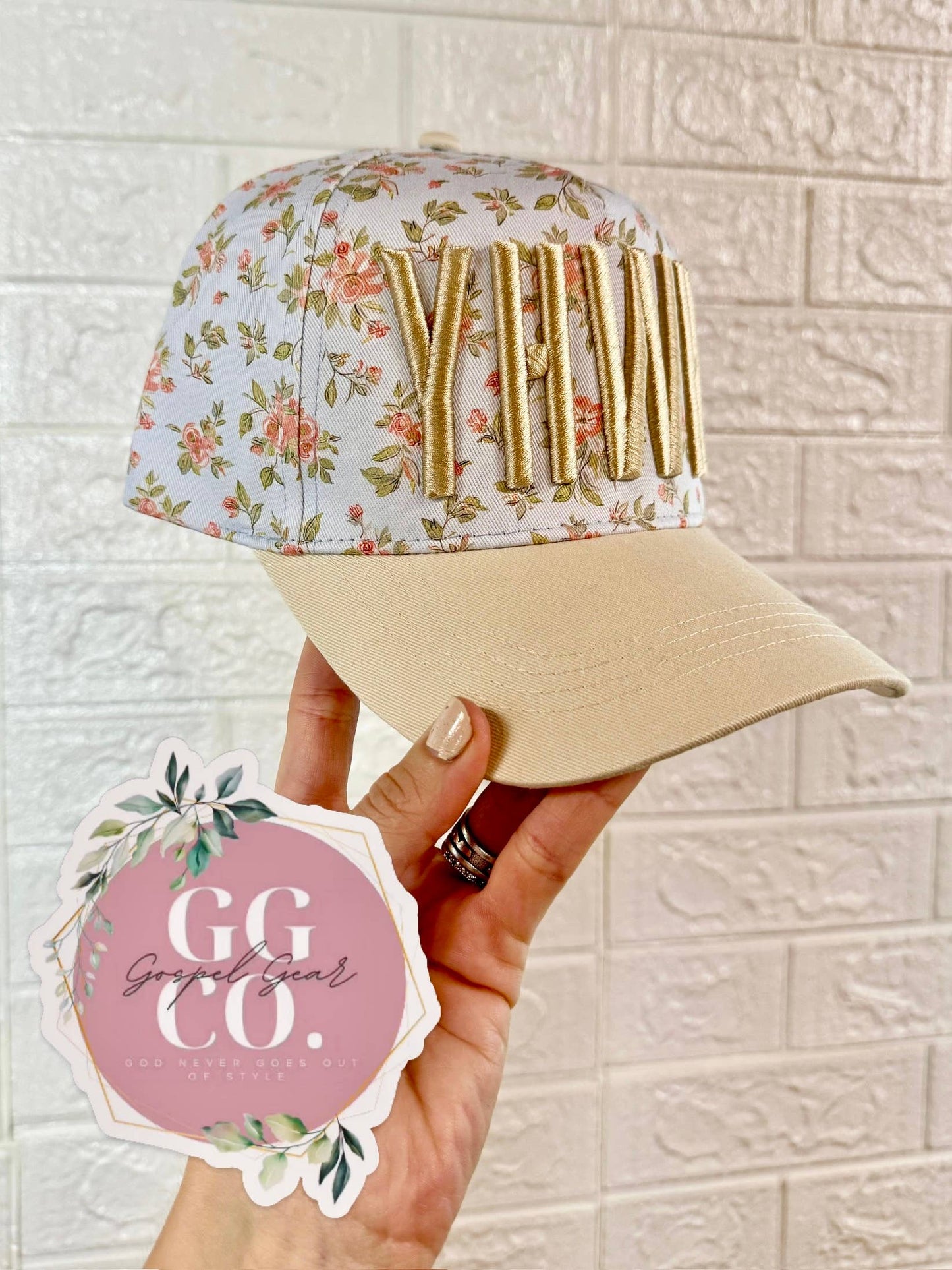 Floral YHWH Puff Embroidered Hat