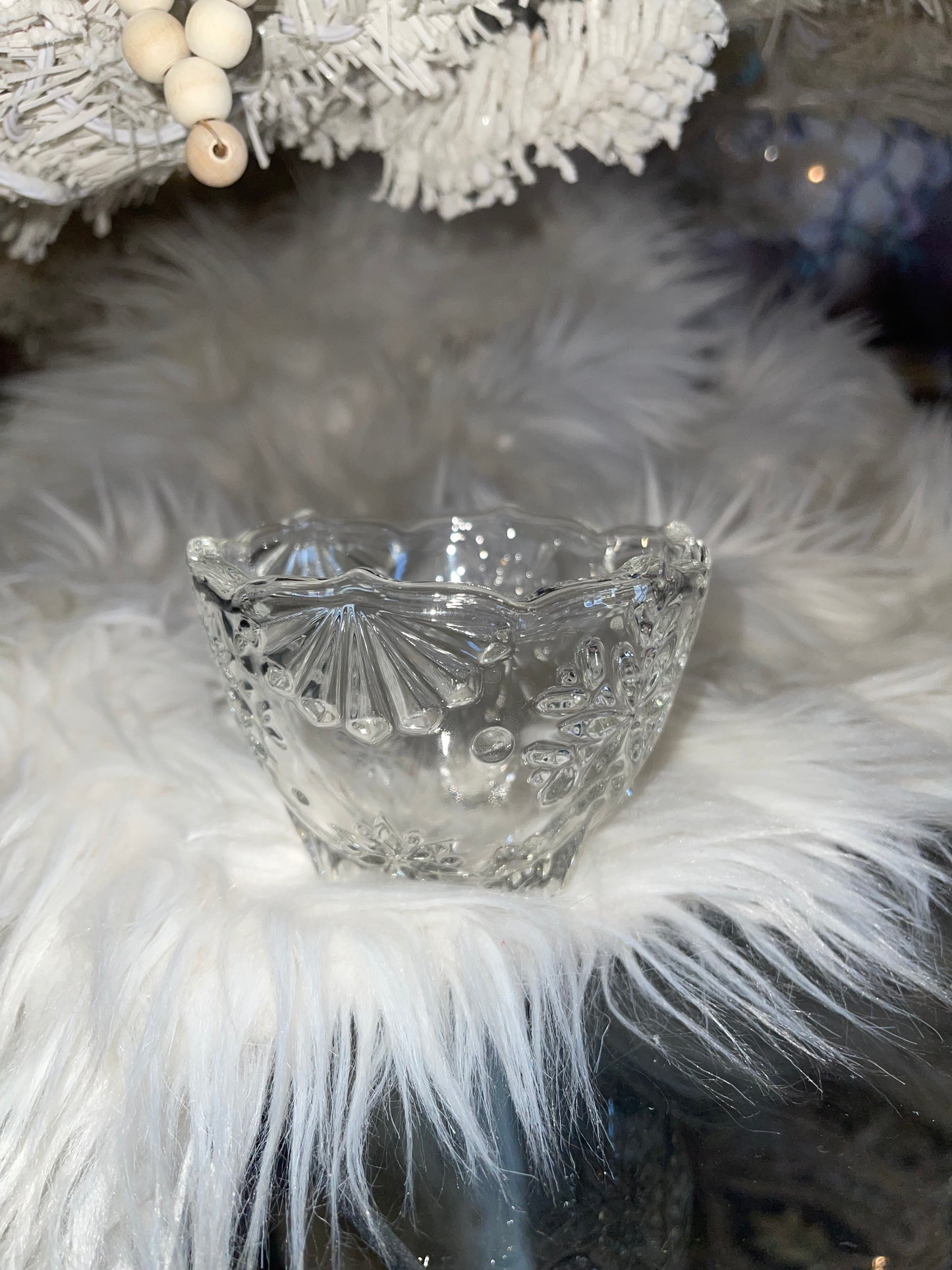 Vintage cut glass votive candle holder