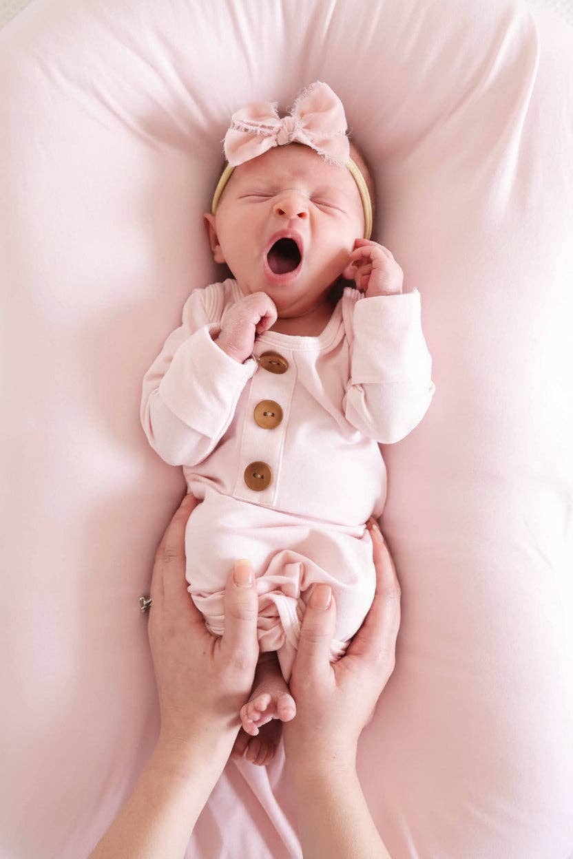 Bamboo Baby Knot Gown & Hat | Solid Blush
