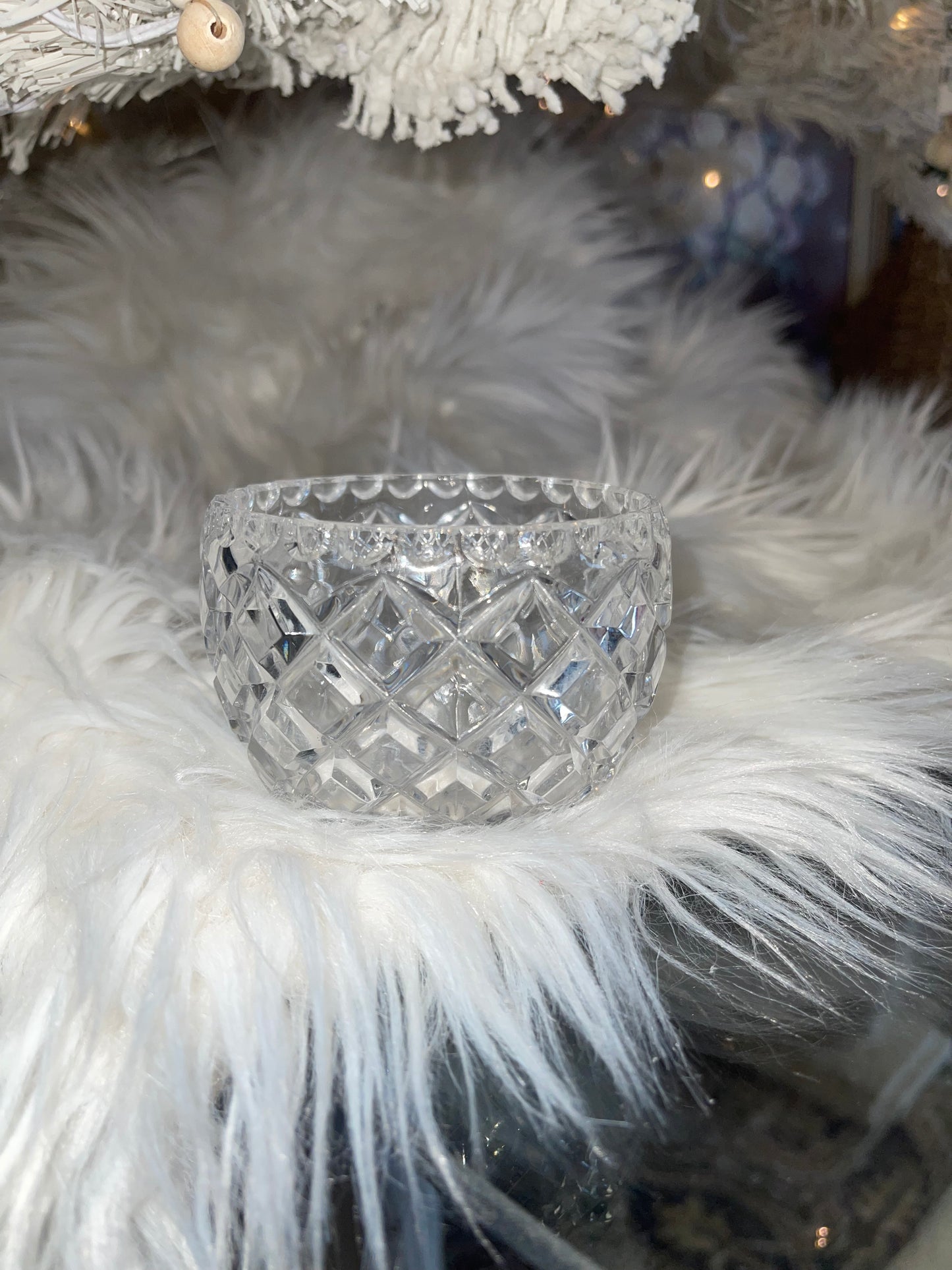 Vintage cut glass votive candle holder