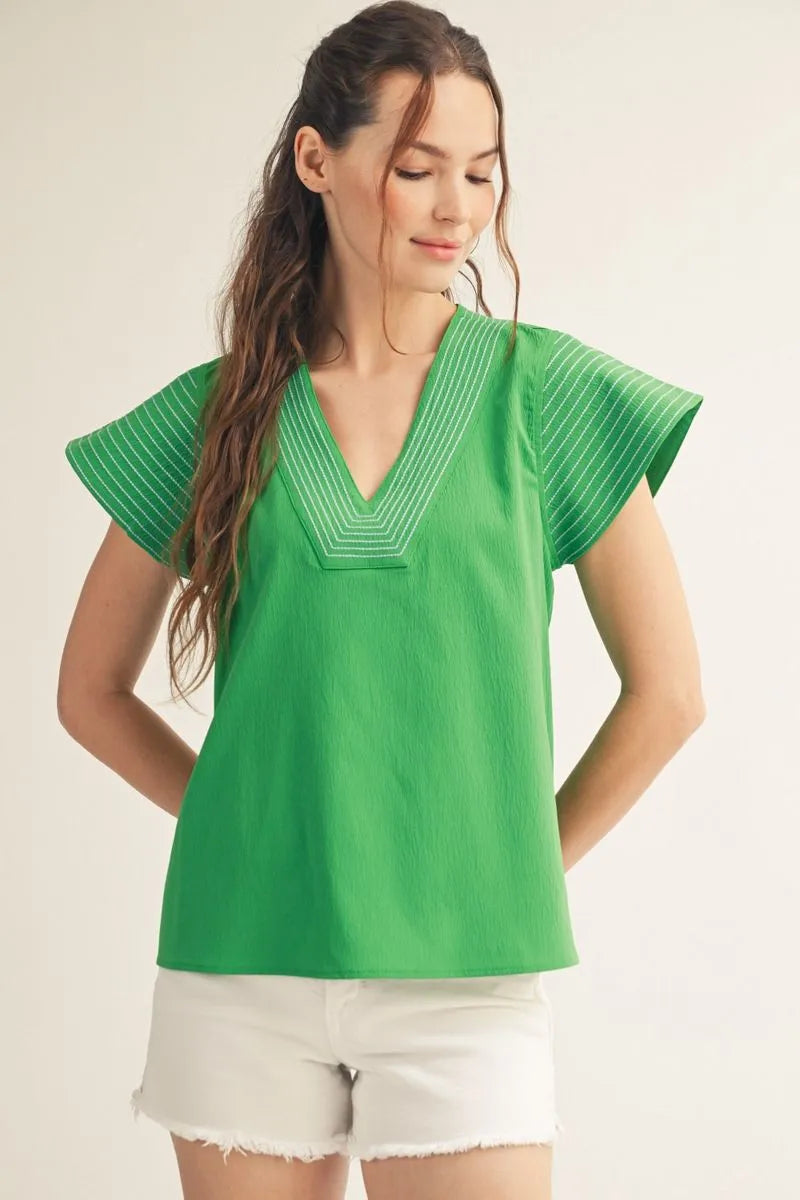Kelly Green Drop Sleeve Top