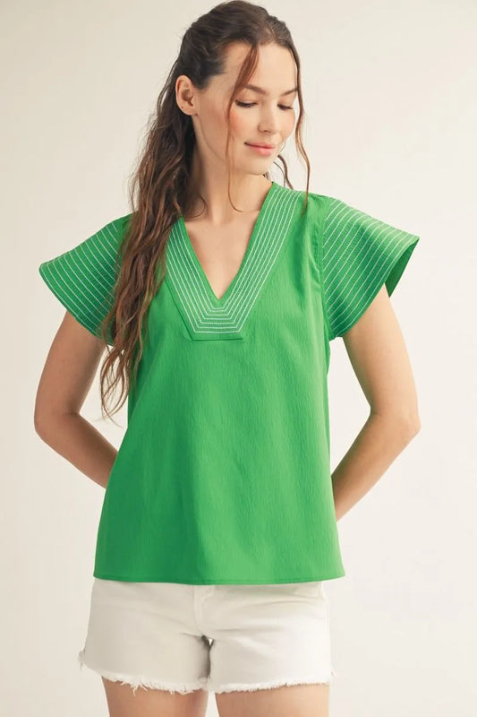 Kelly Green Drop Sleeve Top