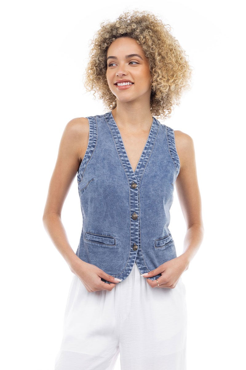 Out West Denim Vest, 2 Colors (Small to Large)