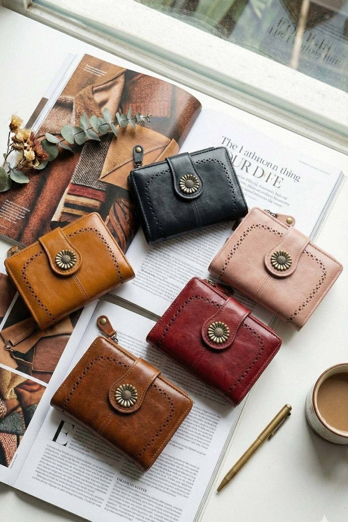 Lena Vegan Leather Laser Cut Out Detail Wallet