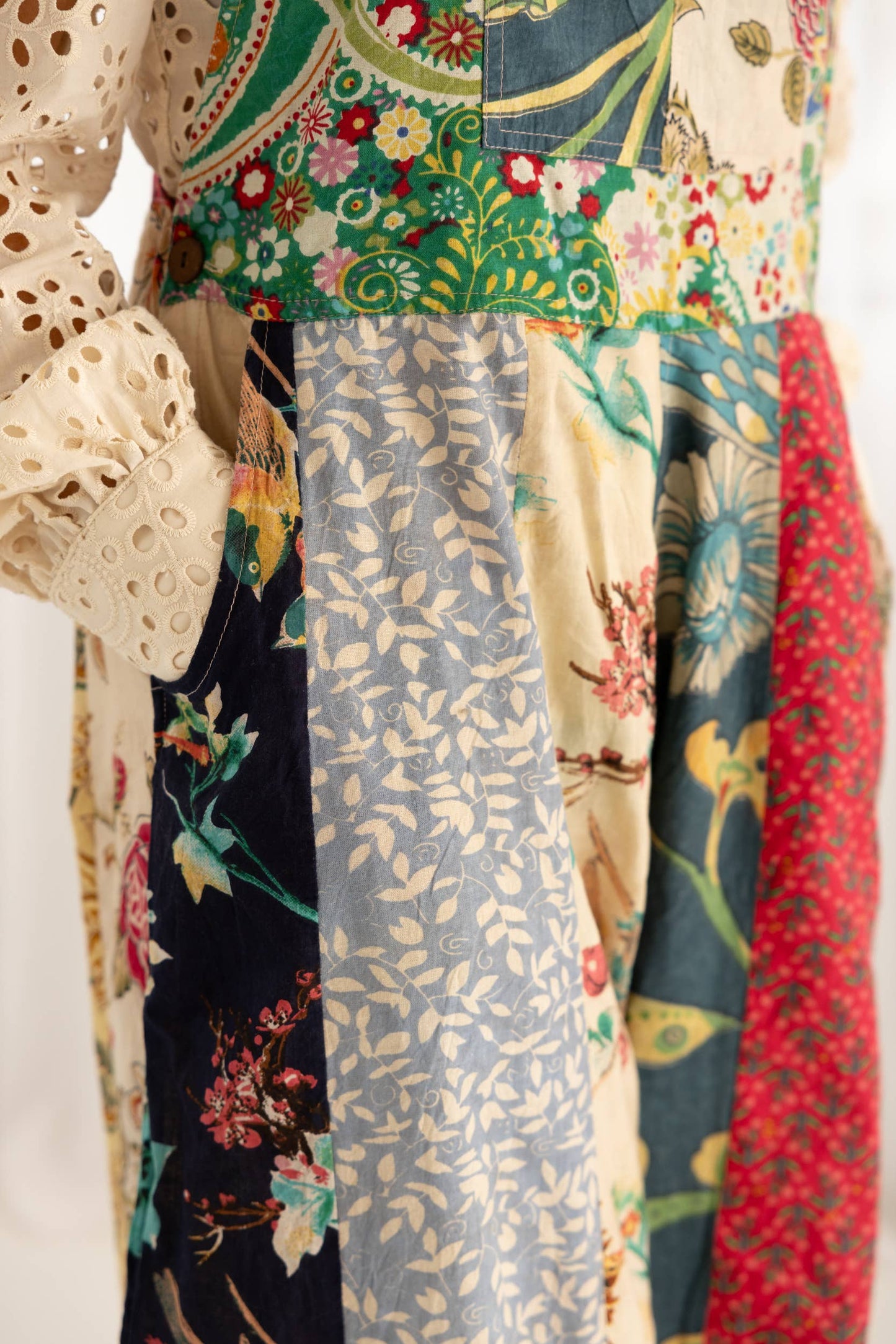 Botanical Motif Patchwork Printed Overalls