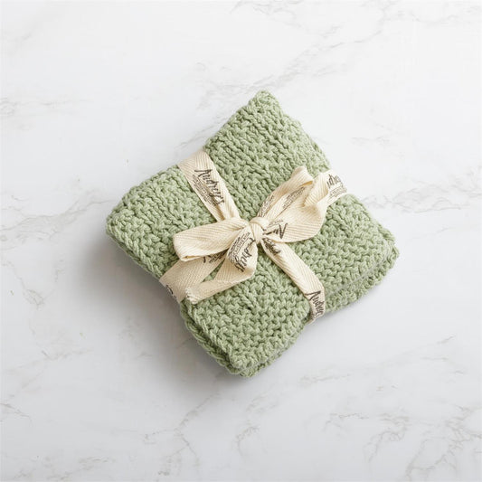 KNITTED DISH CLOTH SET - SAGE