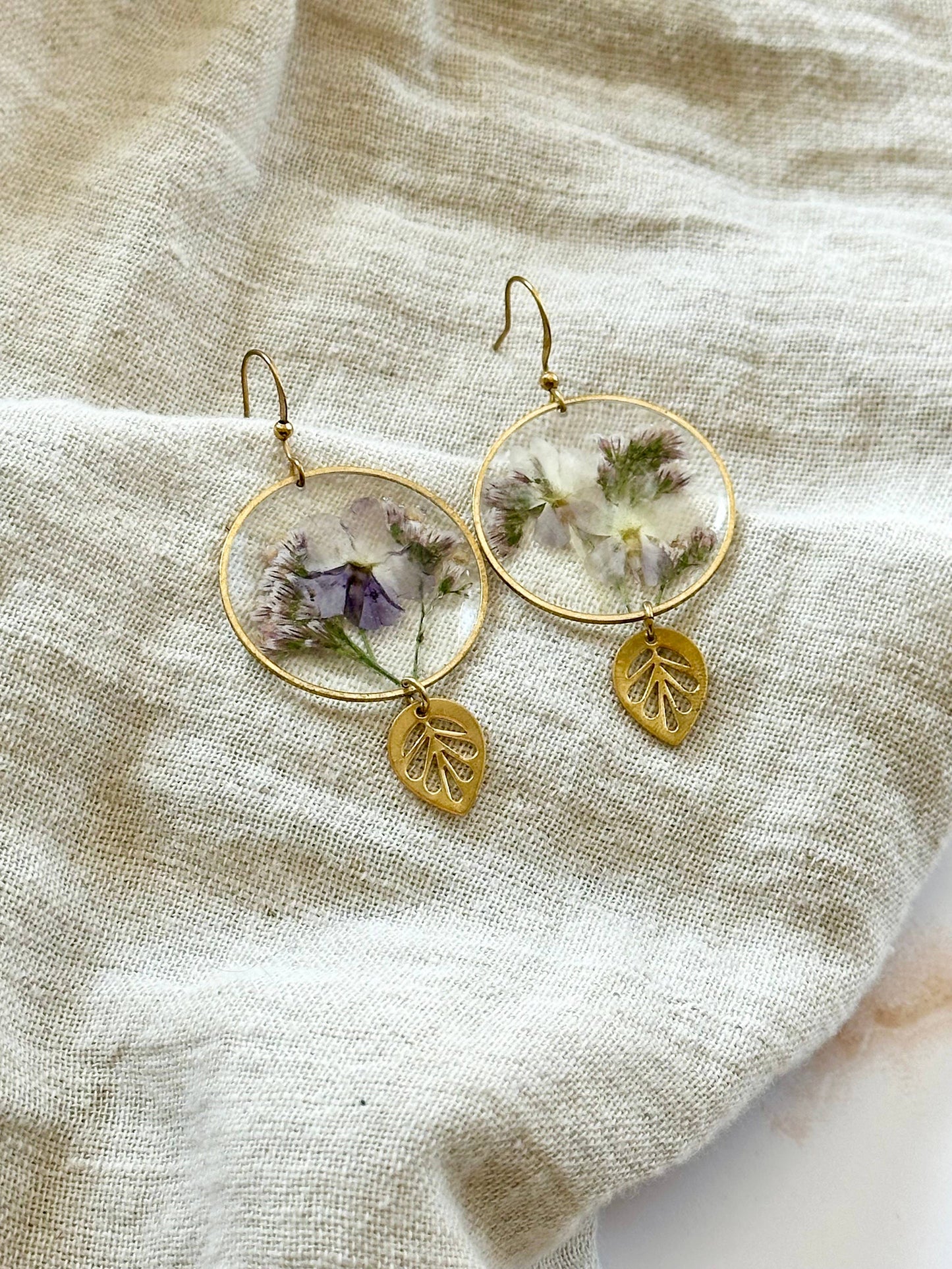 Pressed Flower Jewelry | Minimalist Jewelry | Brass Jewelry