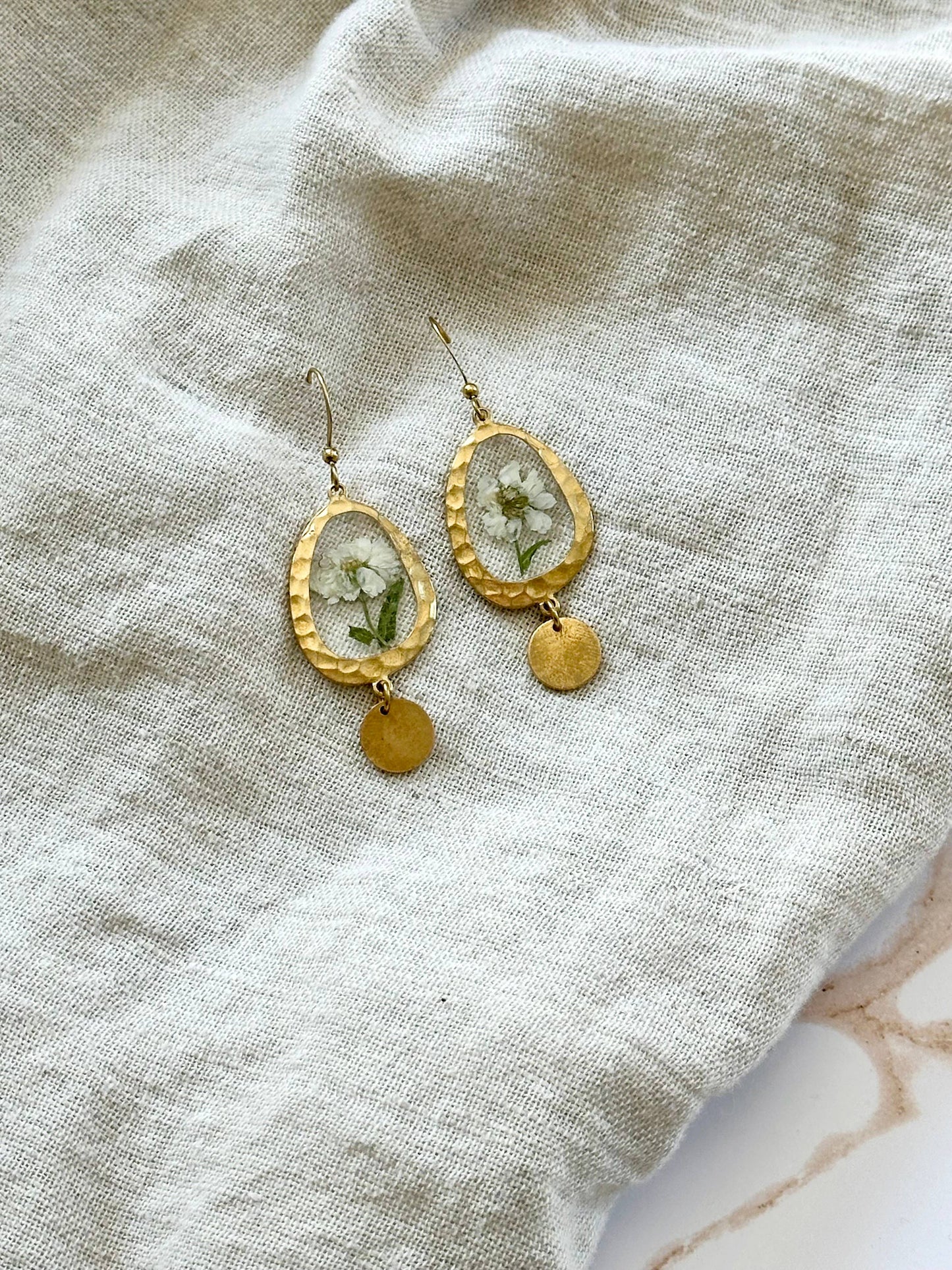 Pressed Flower Jewelry | Minimalist Jewelry | Brass Jewelry