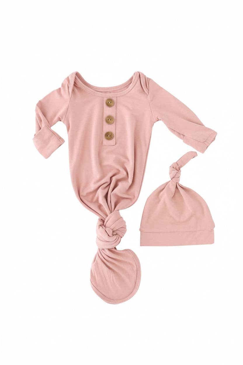 Bamboo Baby Knot Gown & Hat | Solid Mauve
