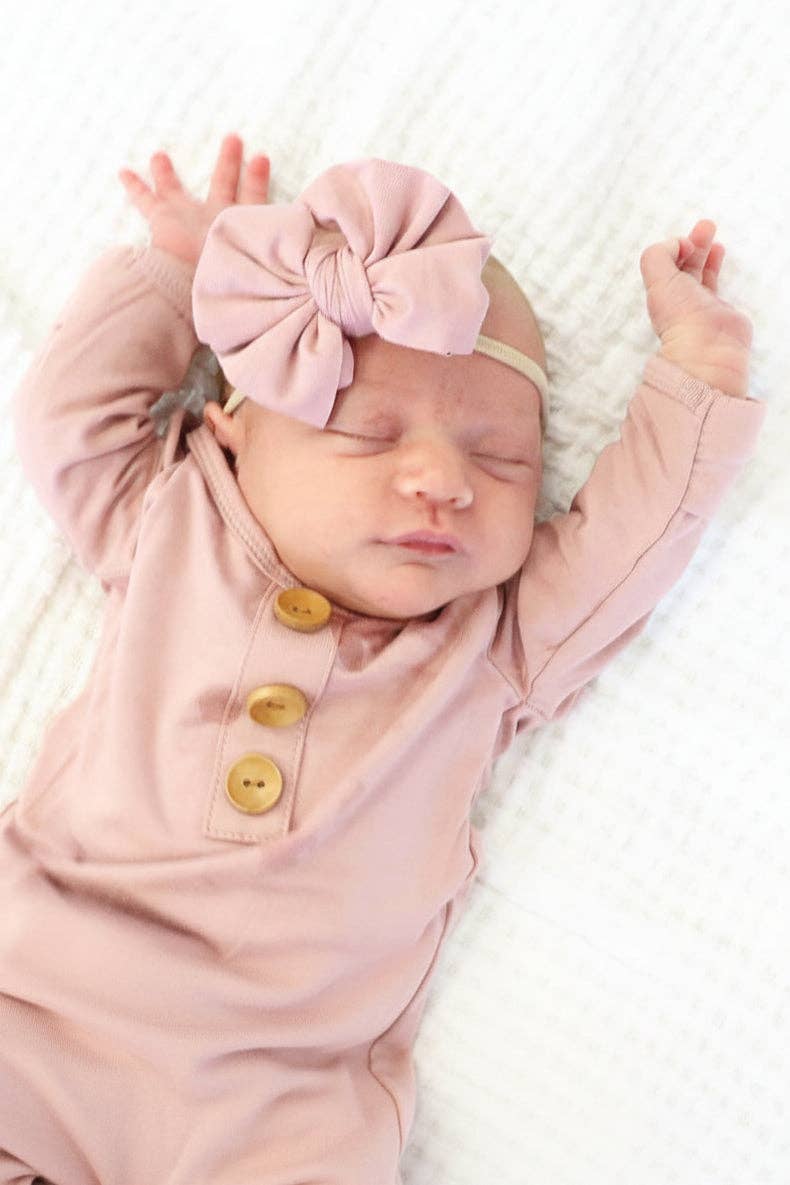 Bamboo Baby Knot Gown & Hat | Solid Mauve