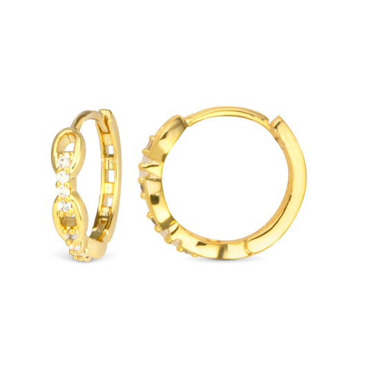 Gold Add A Charm CZ Chain Hoop Earrings