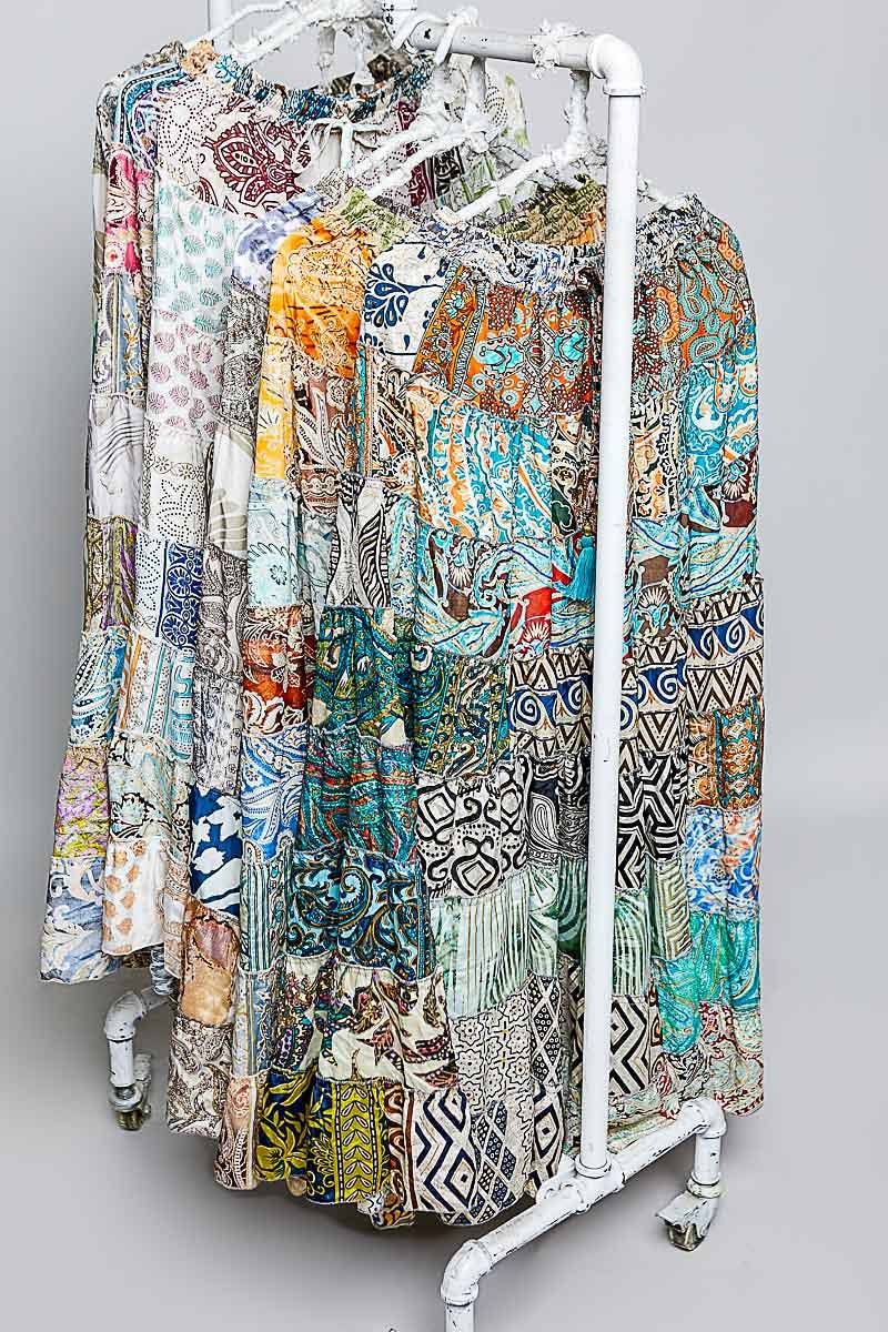 Assorted Print Boho Ruffle Wide Flare Skirt