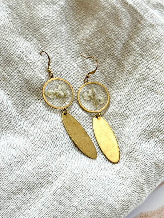 Pressed Flower Jewelry | Minimalist Jewelry | Brass Jewelry