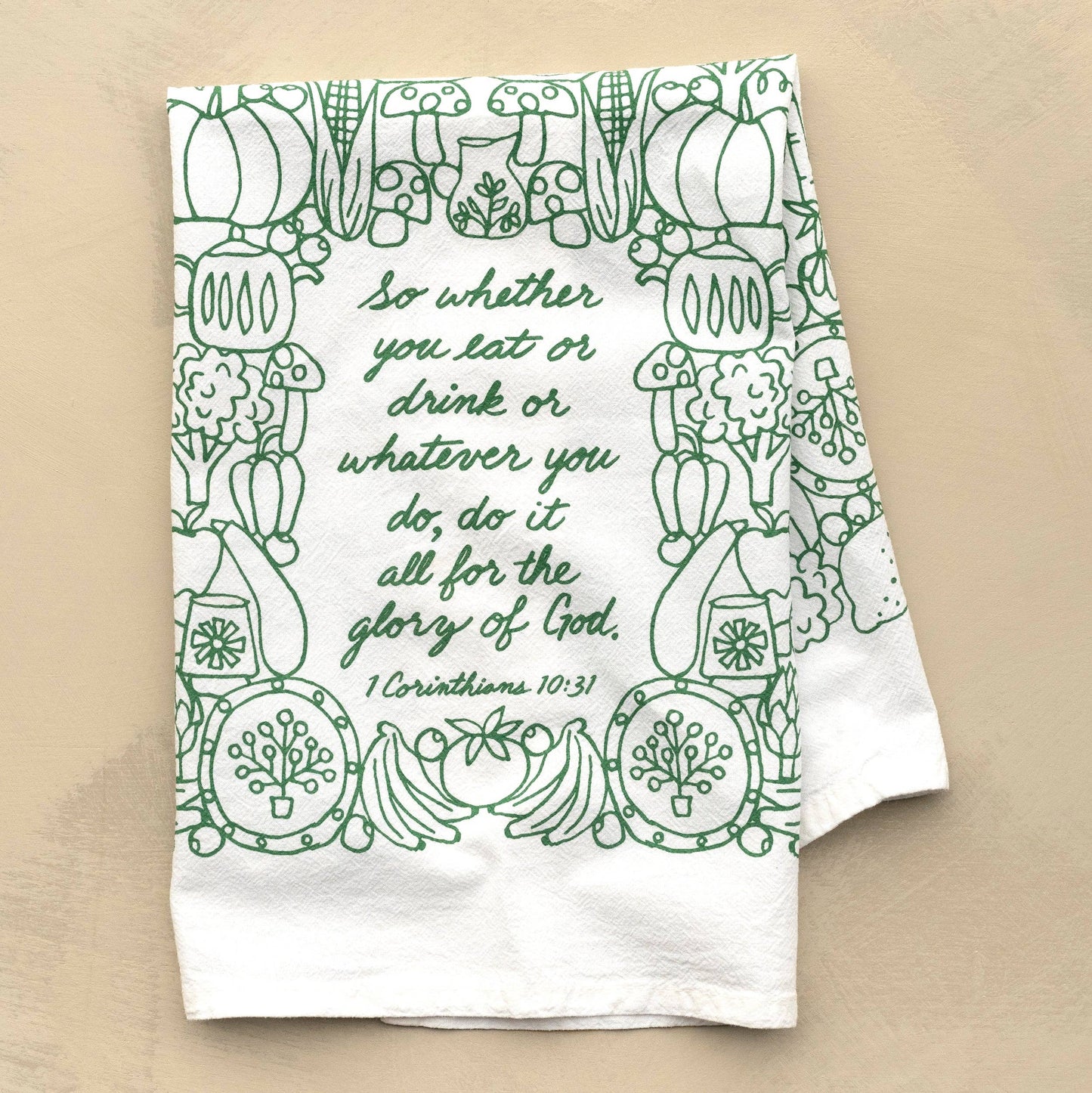 For the Glory of God Scripture Tea Towel — 1 Corinthians 10