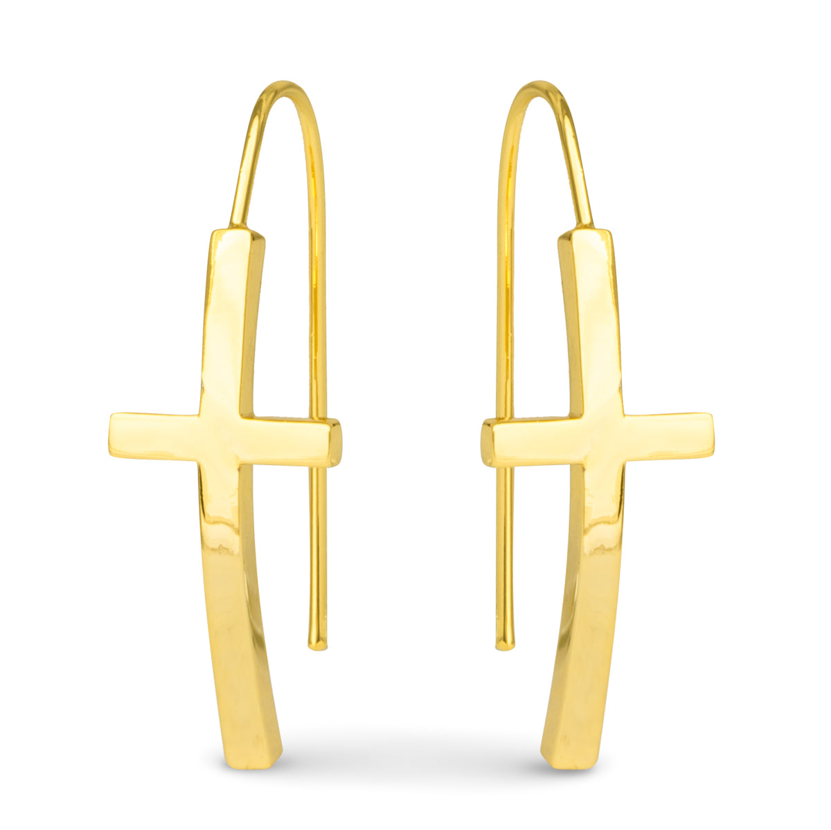 Gold Maria Polished Cross Drop Earrings