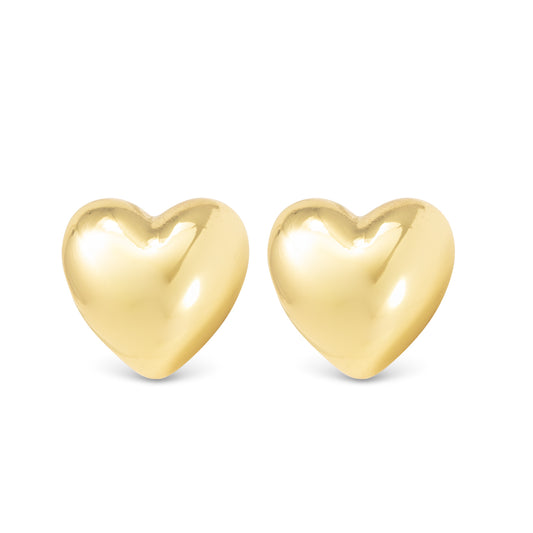 Gold Ella Polished Heart Stud Earrings