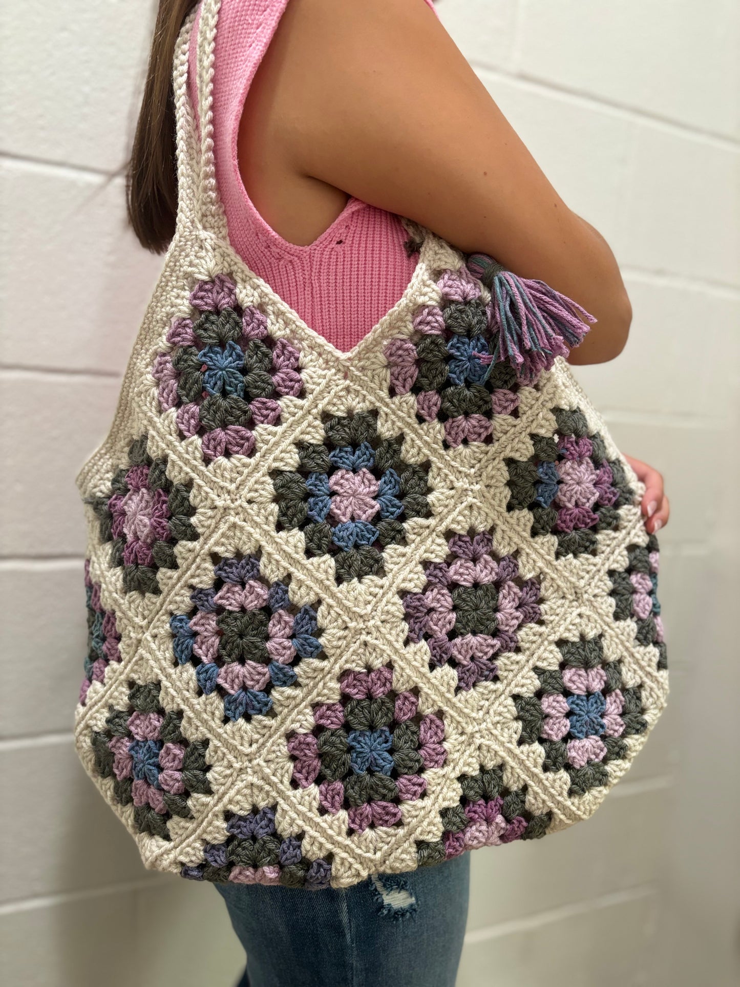 Hand Crocheted Granny Square Totes