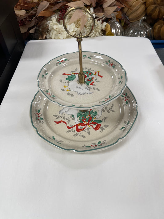 Vintage Marmalade Christmas Geese Serving Tower