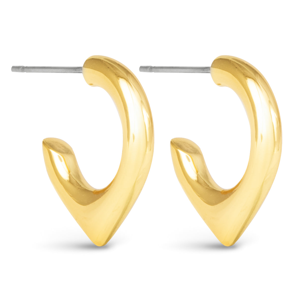 Gold Siena Polished Corner Hoop Huggie Earrings