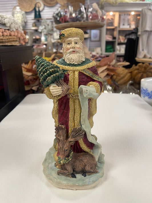Vintage Christmas Santa Claus with Deer & Tree - 10”