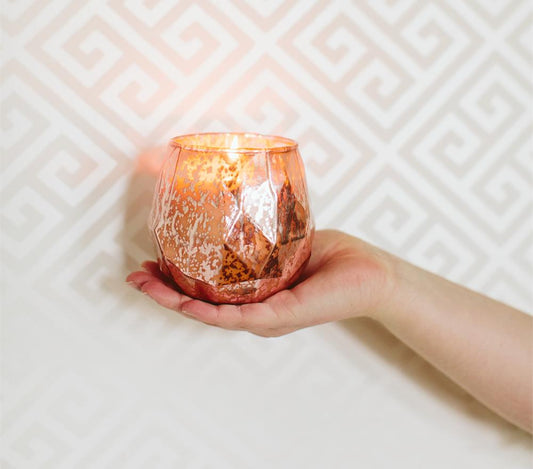 Sweet Grace Pink Mercury Glass Vessel #011 Candle