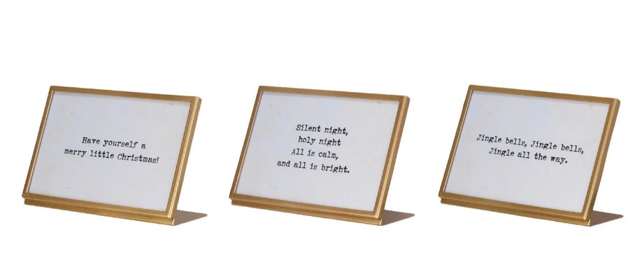 Metal & Glass Frame w/ Easel & Saying, Gold Finish, 3 Styles