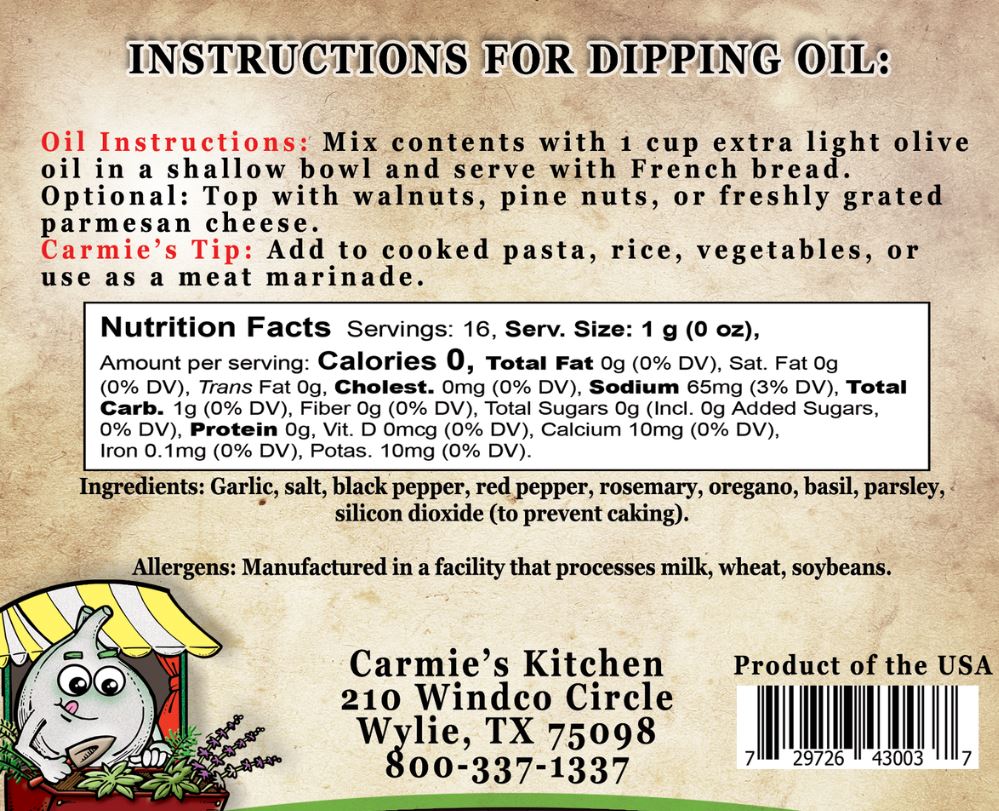 Carmie's Kitchen Italian Herb Dipping Oil Mix