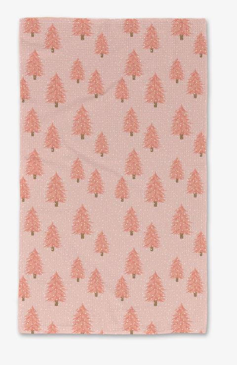 Geometry Pink Christmas Tea Towel