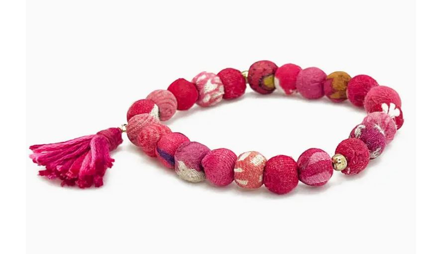 Aasha Blush Tassel Bracelet by Anju