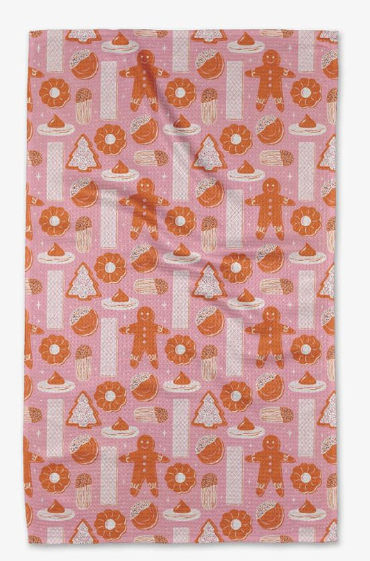 Geometry Christmas Cookies Tea Towel