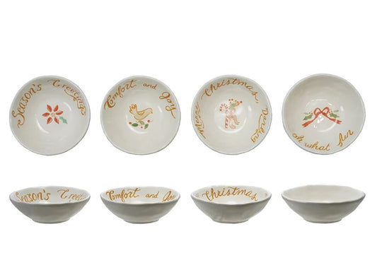 Stoneware Bowl with Holiday Saying