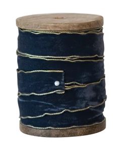 Shades of Blue Velvet Ribbon on Wooden Spool 5 yards, 3 Shades