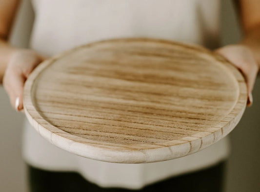 Round Rustic Decorative Wooden Tray