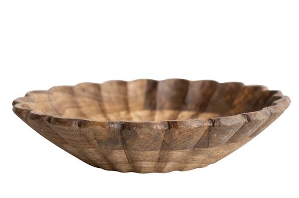 Mango Wood Scalloped Bowl