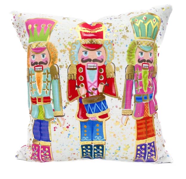 Golden Colorful Nutcracker Pillow