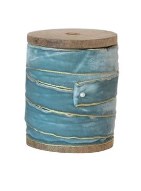 Shades of Blue Velvet Ribbon on Wooden Spool 5 yards, 3 Shades