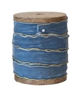 Shades of Blue Velvet Ribbon on Wooden Spool 5 yards, 3 Shades