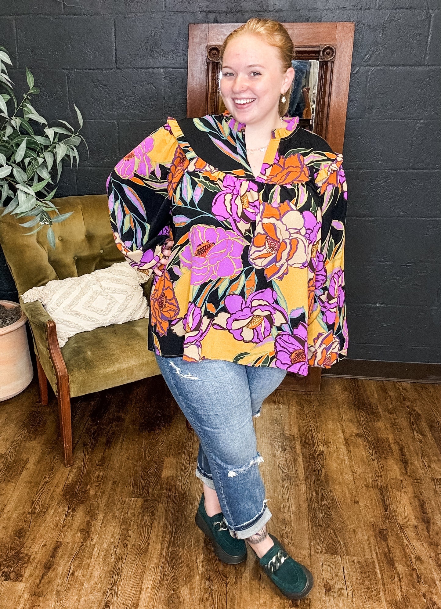 Work of Art Plus Size Long Sleeve Top (1XL to 3XL)