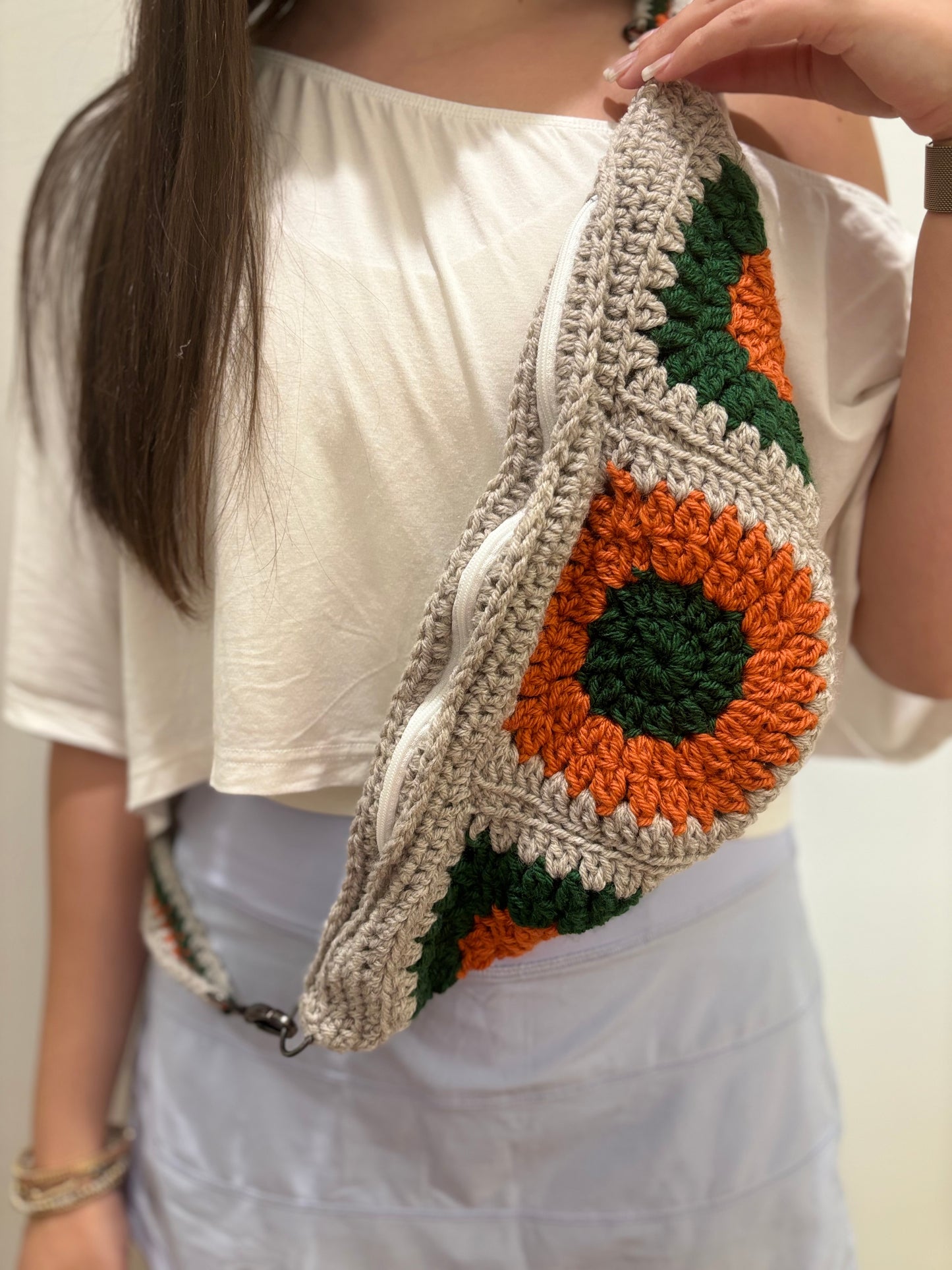 Hand Crocheted Granny Square Crossbody