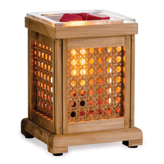 Wood + Cane with Vintage Style Bulb Illumination Fragrance Warmer