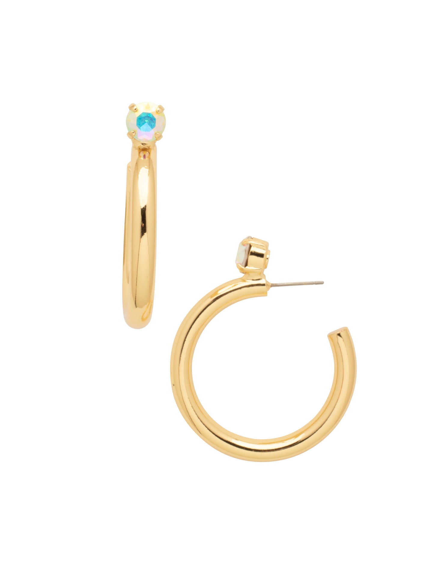 Sorrelli Keeley Studded Hoop Earrings (Crystal Aurora Boreallis)