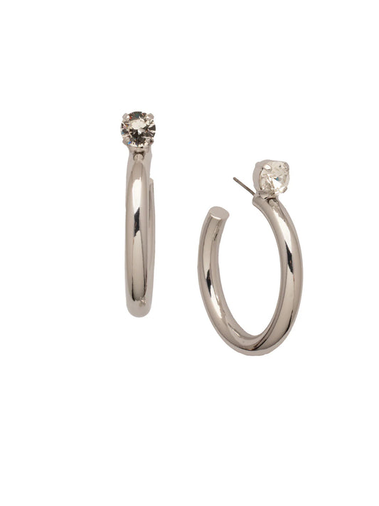 Sorrelli Keeley Studded Hoop Earrings (Silver Crystal)