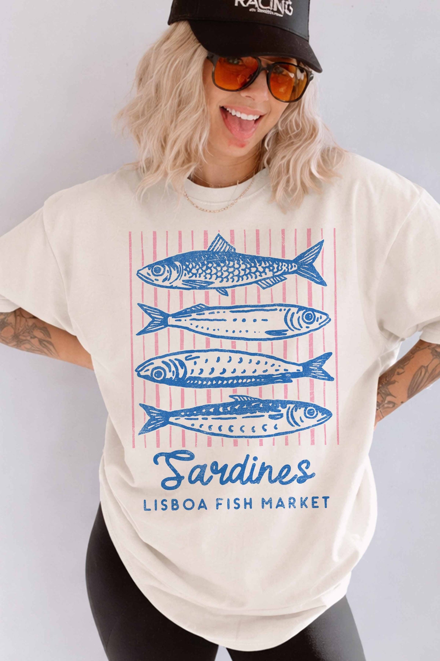 Sardines Lisboa Fish Market Oversized Graphic Tee