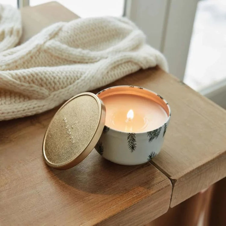 THYMES - HOME Frasier Fir Poured Candle Tin Gold Lid