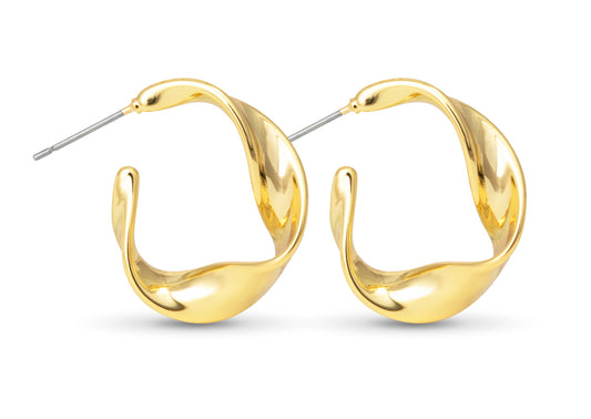 Gold Ashley Polished Twisted Hoop Earrings