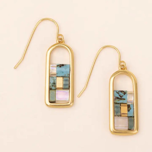 Good Karma Miyuki Frame Earring - Turquoise/Gold