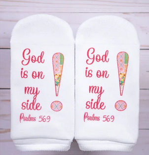 Standing on the Word Scripture Socks- God is on my side Psalms 56:9