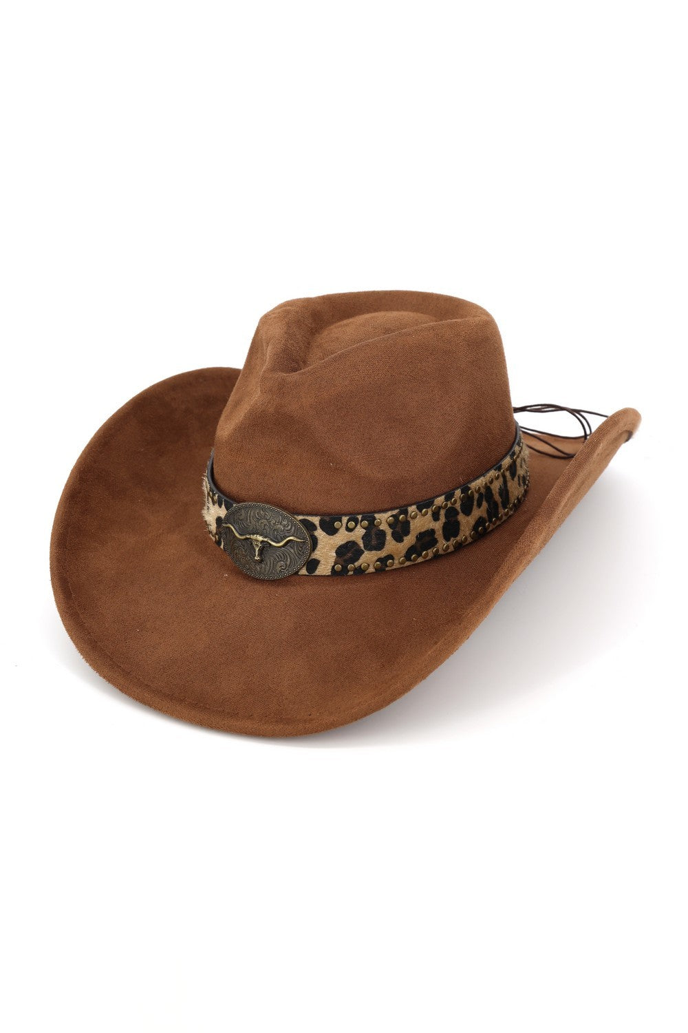 LONGHORN STEER BUCKLE LEOPARD WESTERN COWBOY HAT